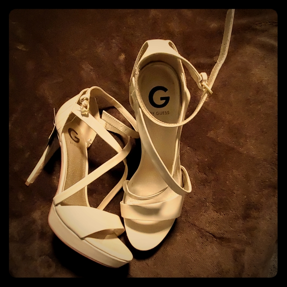 Size 10 G by Guess nude strappy stilettos